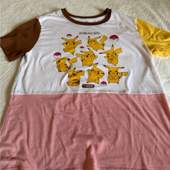 Pokemon Pikachu White and Brown T-Shirt - Picture 2 of 6